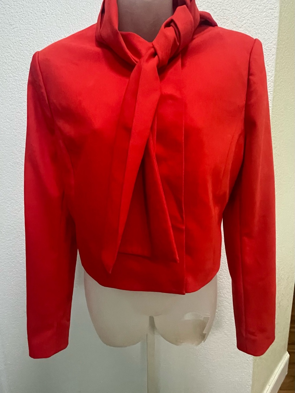 Alice + Olivia Bright Red Tie-Neck Blazer Suit Jacket NWT Sz 12